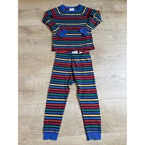 Kids Hanna Andersson 100% organic cotton striped pajama long johns set sz 4 100